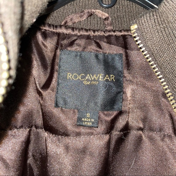 RARE Brown Leather Rocawear Bomber Jacket - Picture 8 of 8